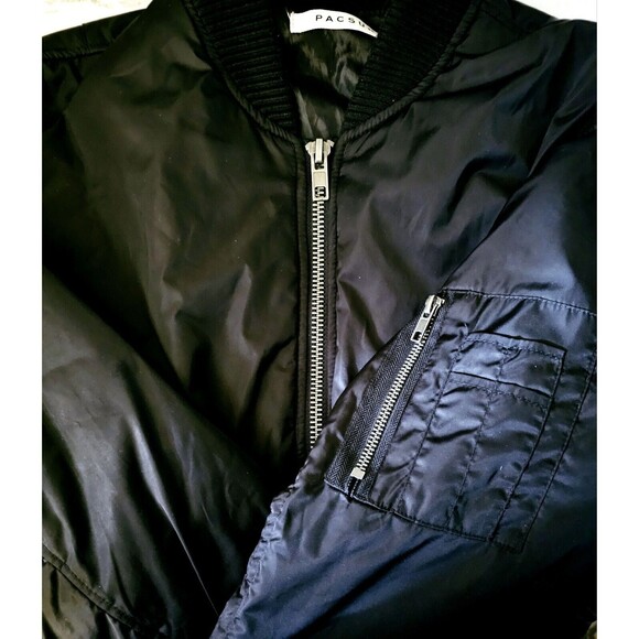 Pacsun Bomber Jacket Satin Mens Size M Full Zip Elastic Waist Lined Black VGC! - Picture 9 of 11